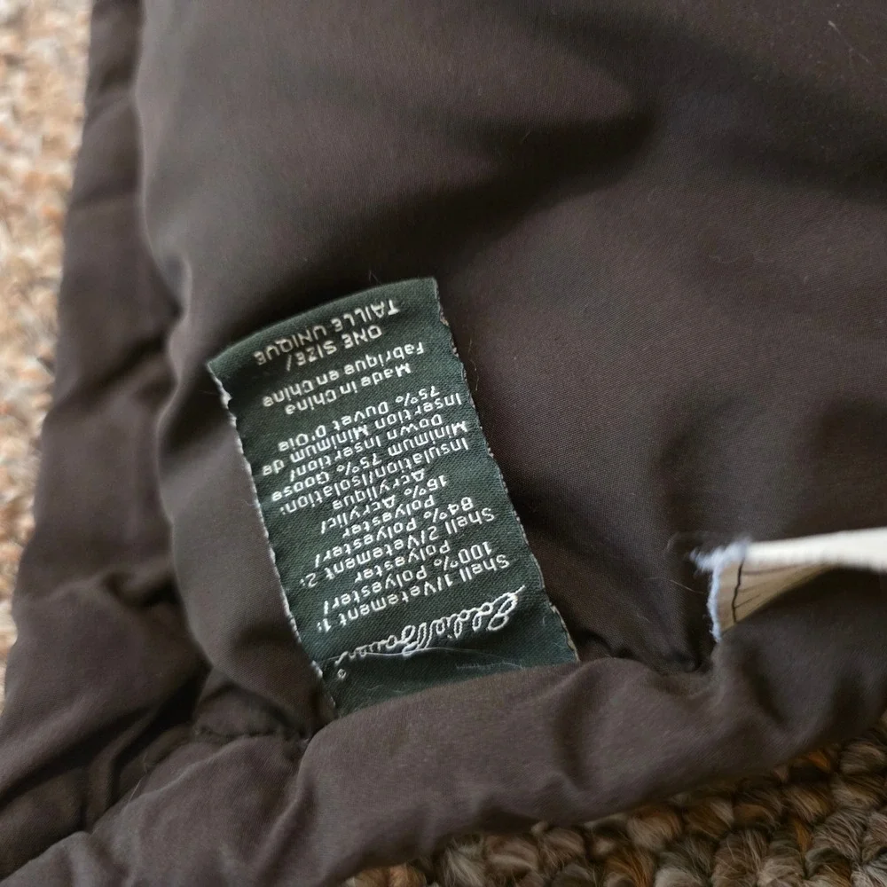 Eddie Bauer Down Throw Blanket One Size Brown Plaid Quilted Sherpa Reversible